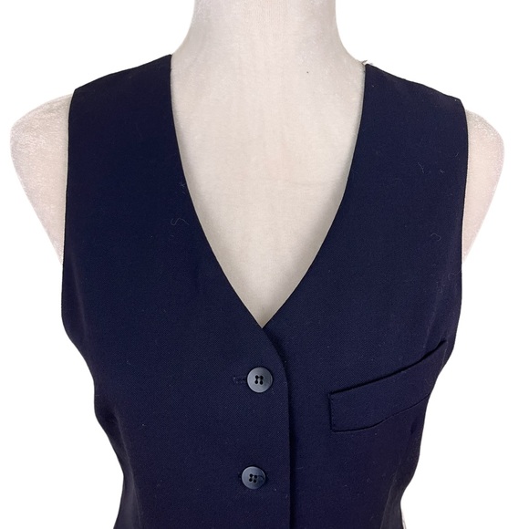 Vintage Ann Taylor Wool Pinstripe Vest Blazer Style Button Down Dress - Picture 2 of 7